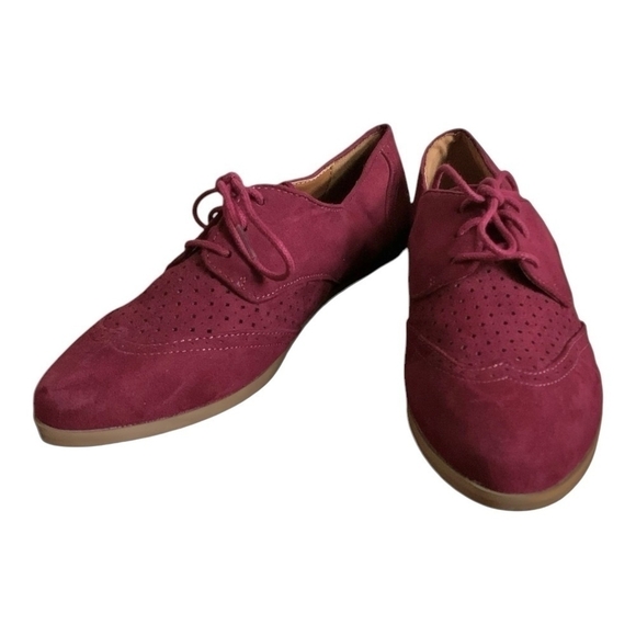 Xhilaration Purple Red Suede Oxford Shoes Women’s Size 10 Lace-Up Flats - Picture 5 of 11